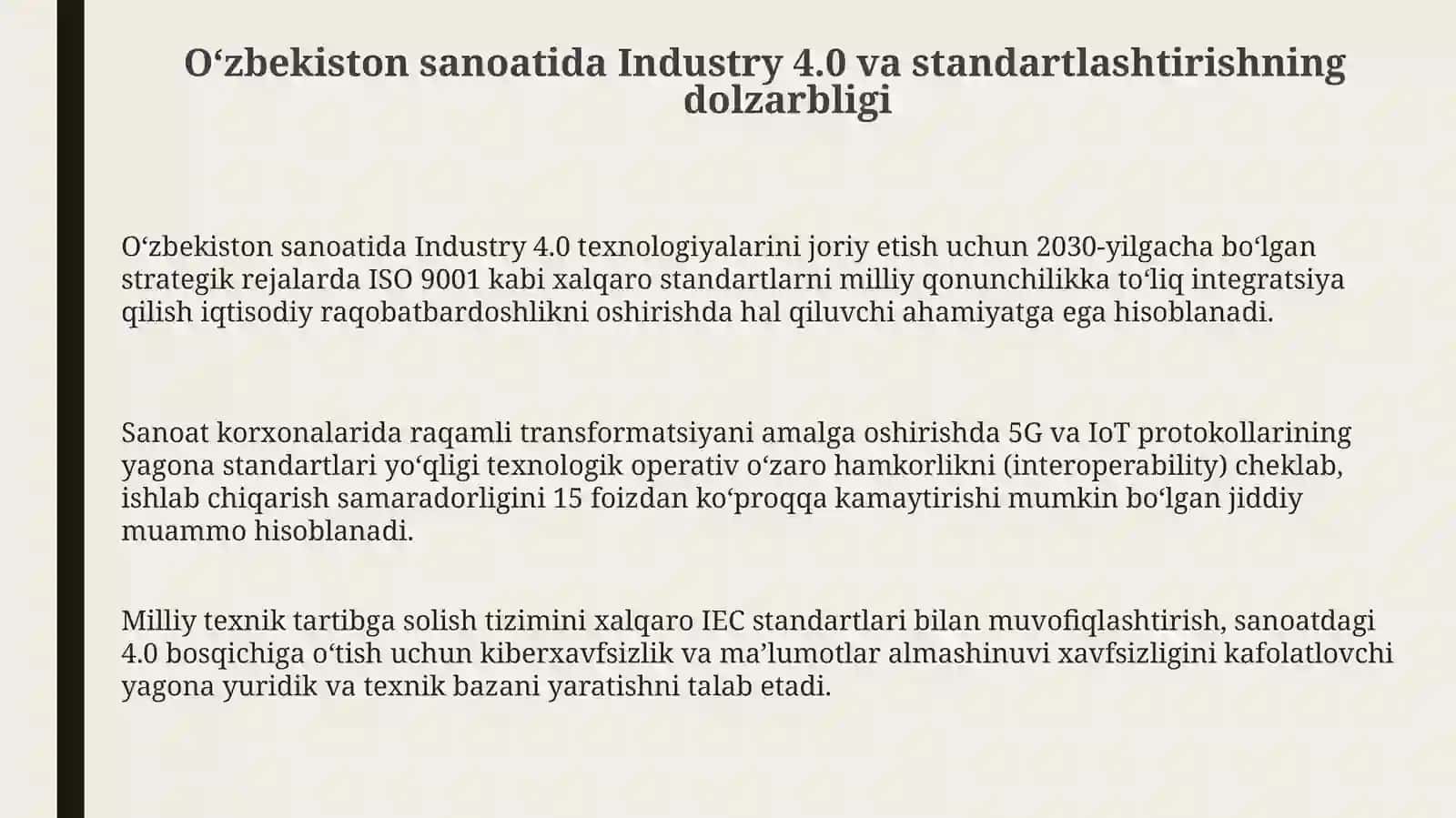 O'zbekistonda Industriya 4.0 standartlashtirish muammolari 3