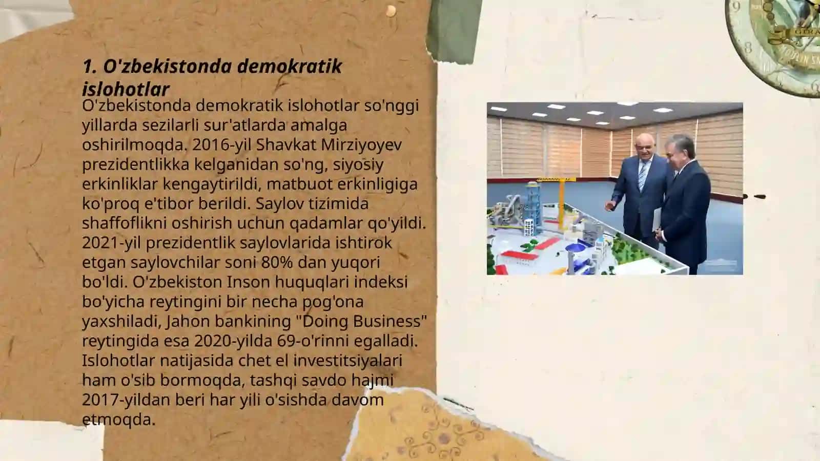 Òzbekistonda demokratik,fuqarolik jamiyati asoslarining shakllanishi,amalga oshirilgan siyosiy islohotlar 3