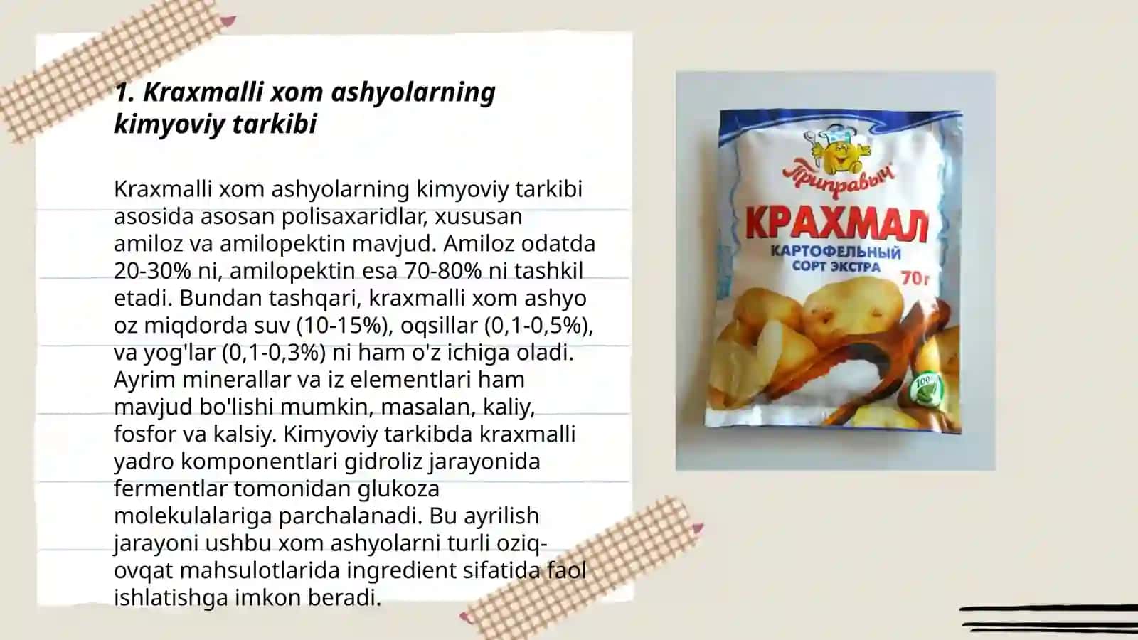 Kraxmalli xom ashyolarning kimyoviy tarkibi 3