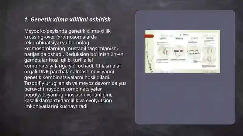 Meyoz ko'payishning biologik ahamiyati 3
