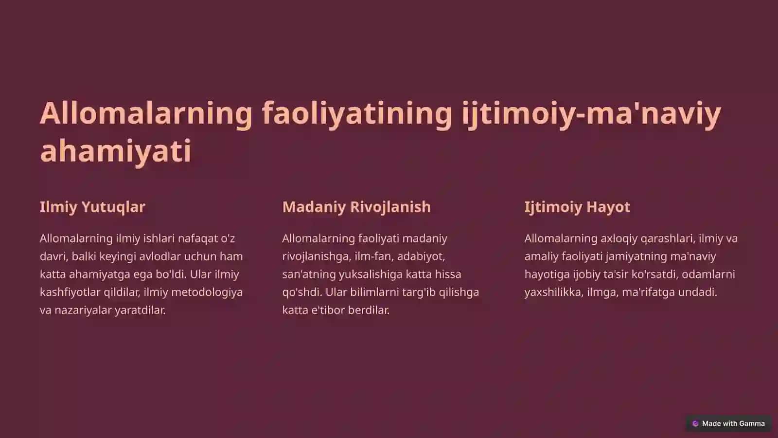 Yuksak ma'naviyatli yoshlarni tarbiyalashda O'rta Osiyo allomalari ilmiy me'rosining o'rni 3