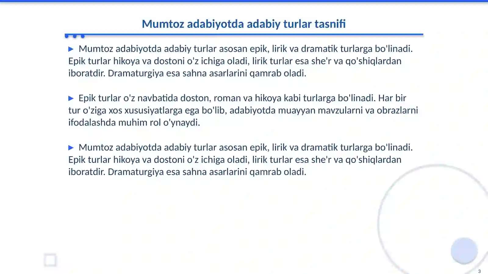 Mumtoz adabiyotda adabiy turlar va she’r navlari. Epik she’riyat 3