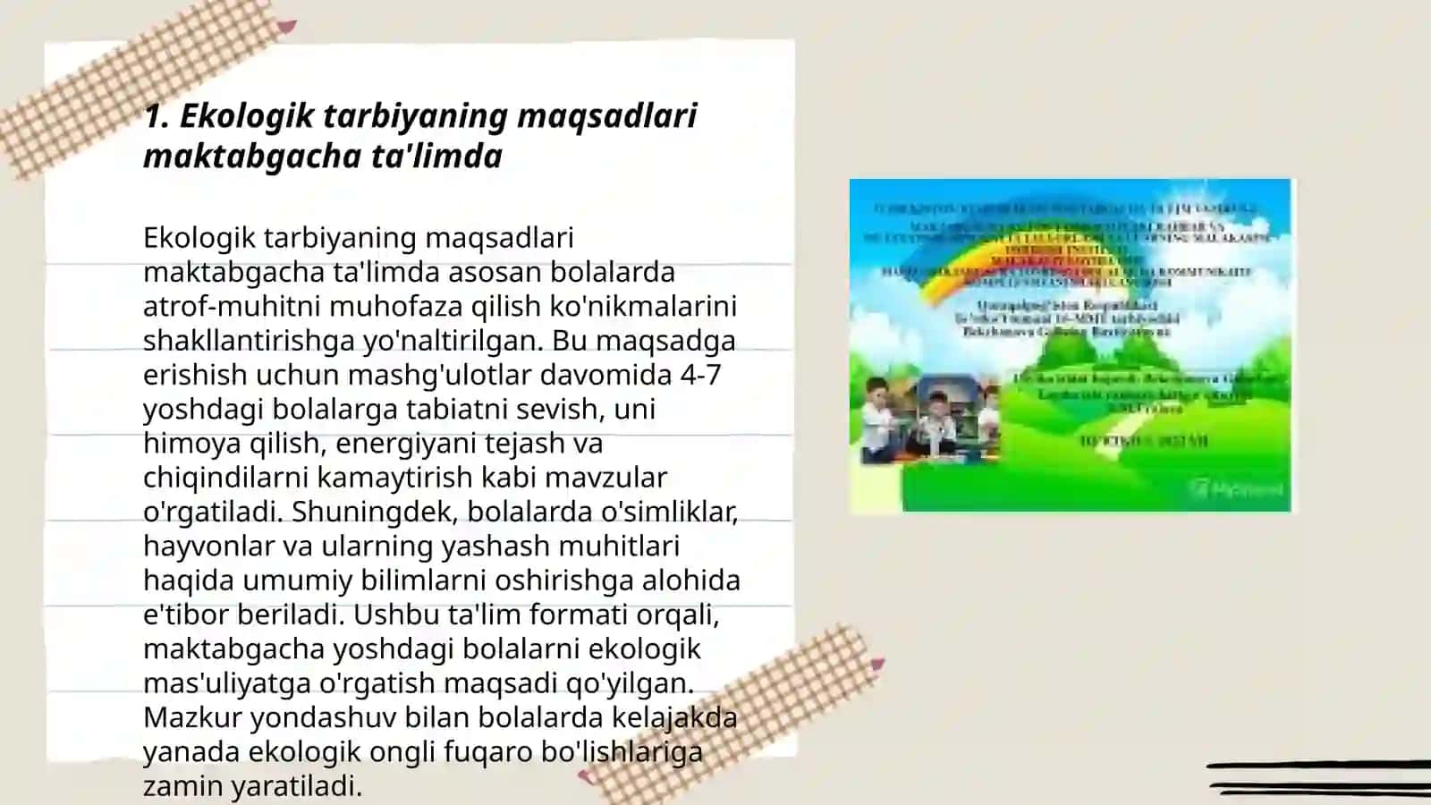Maktabgacha ta'lim tashkilotlarida ekologik tarbiya berishning maqsad va vazifalari 3