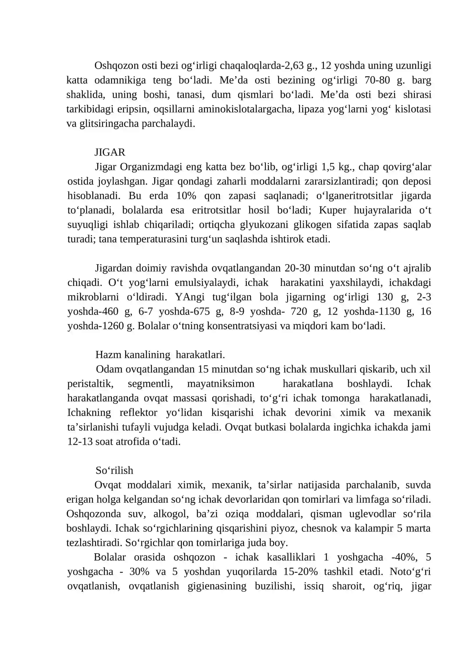 OVQAT HAZM QILISH TIZIMINING YOSH XUSUSIYATLARI VA OVQATLANISH GIGIENASI 3