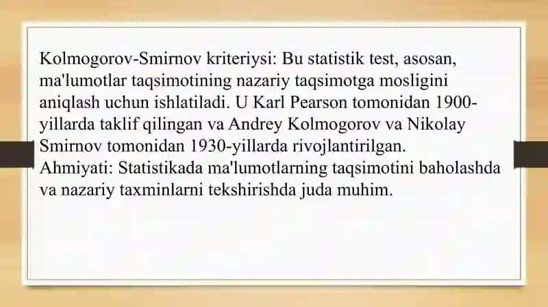 Kolmogorov-Smirnov kriteriysi va uning qo'llanilishi 3