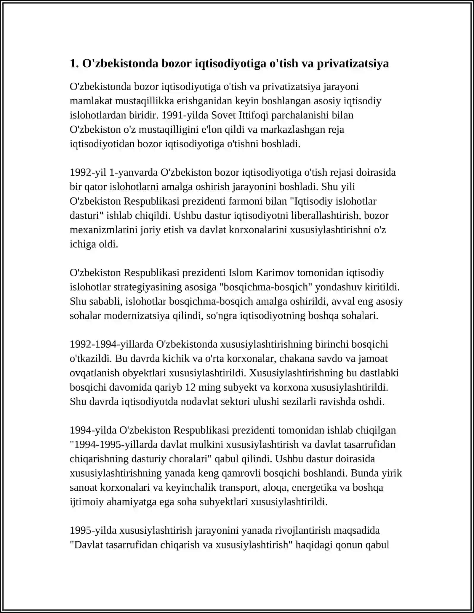O'ZBEKISTONDA BOZOR MUNOSABATLARINI RIVOJLANISHI 3