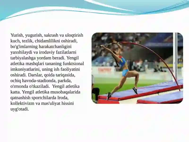 Yengil atletika turlari texnikasini o'rgatish 3