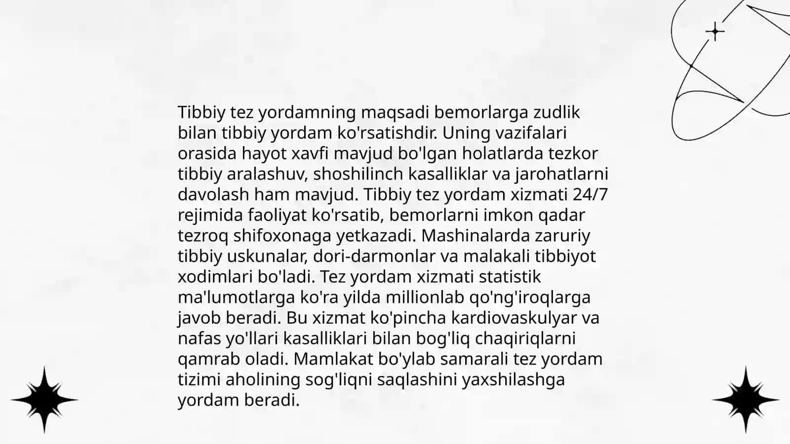 Tibbiy tez yordam va uning strukturasi haqida tushuncha 3