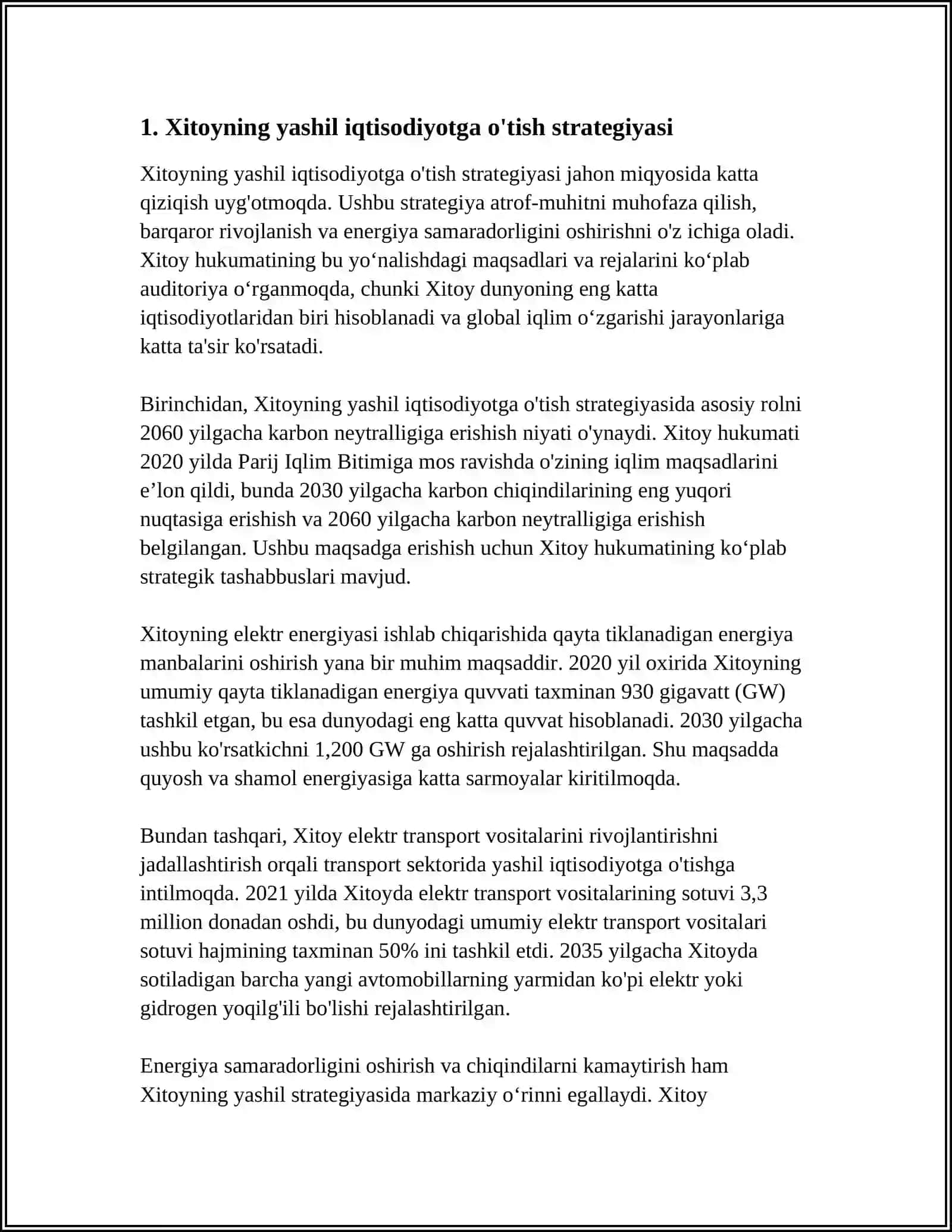 YASHIL IQTISODIYOTGA O‘TISHNING XITOY TAJRIBASI 3