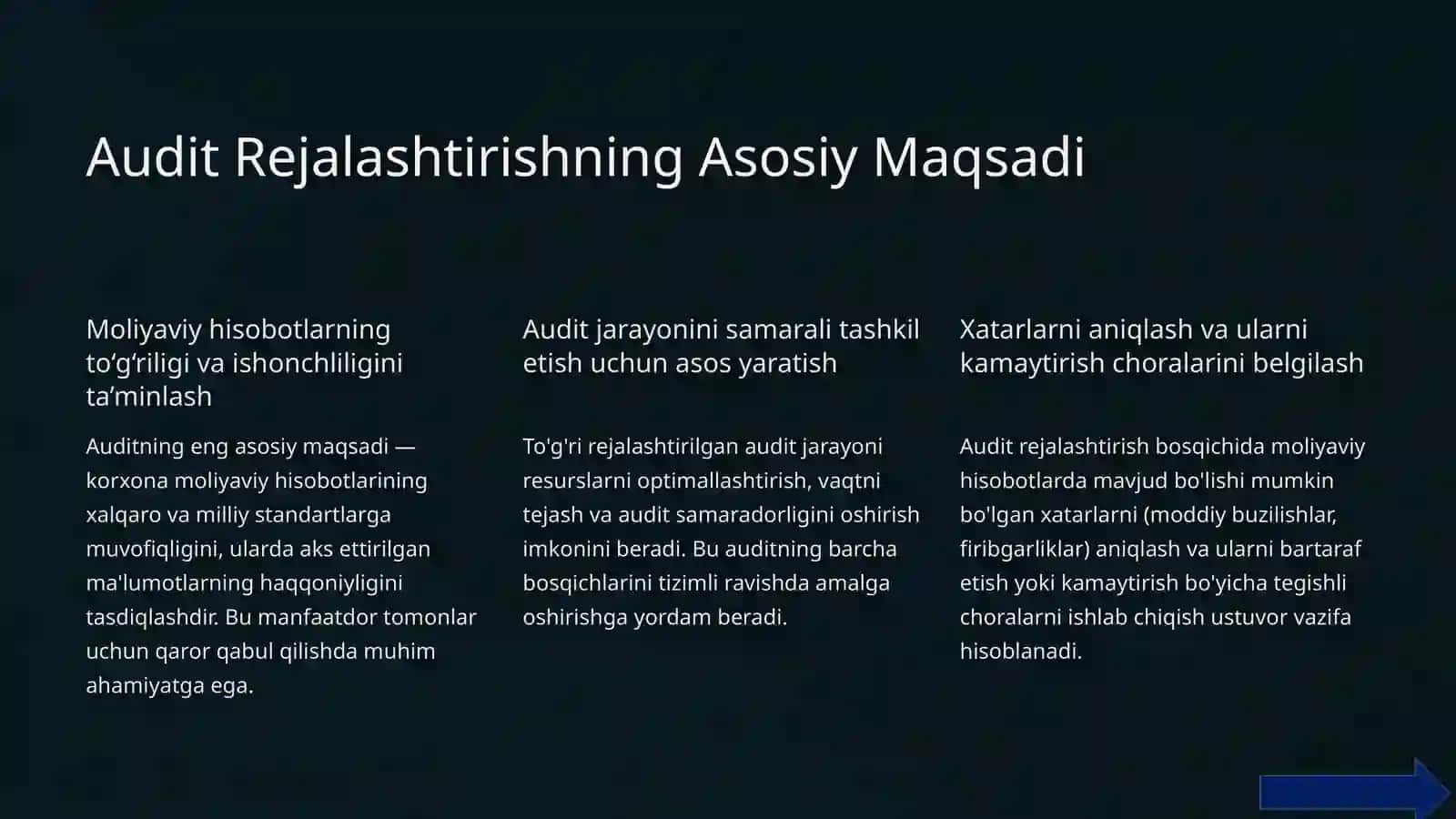 Moliyaviy Hisobot Auditini Rejalashtirish Tamoyillari va Bosqichlari 3