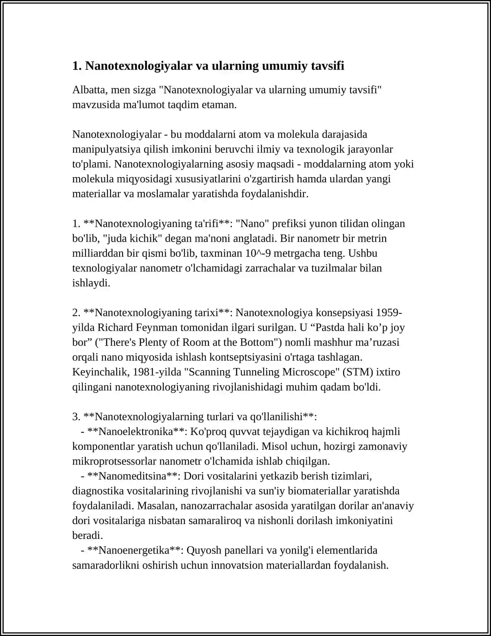 NANOTEXNOLOGIYALAR HAQIDA UMUMIY MA'LUMOT BERISH, YARATILISH VA RIVOJLANISH TARIXINI YORITISH 3