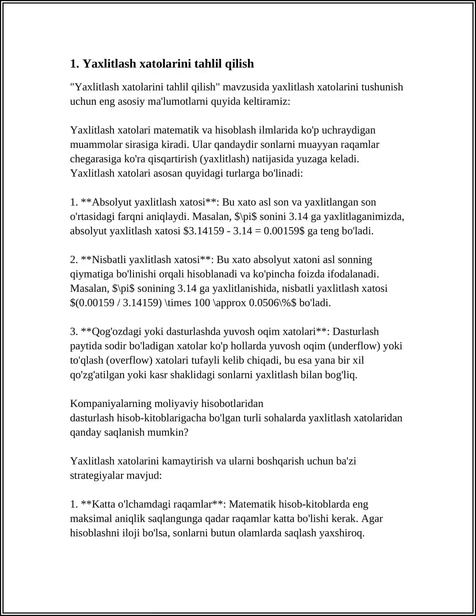 YAXLITLASH XATOLIGI 3