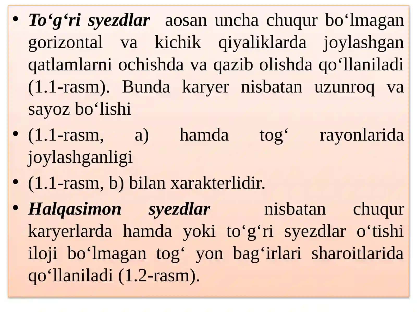 Kar'yer avtoyo'llarning joylashish tizimlari 3