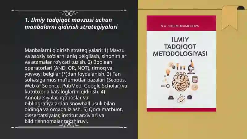 Ilmiy tadqiqot mavzusi bo'yicha adabiyotlar bilan tanishish 3