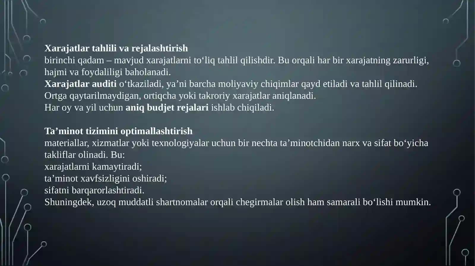 Xarajatlarni optimallashtirish va samaradorlikni oshirish usullari 3