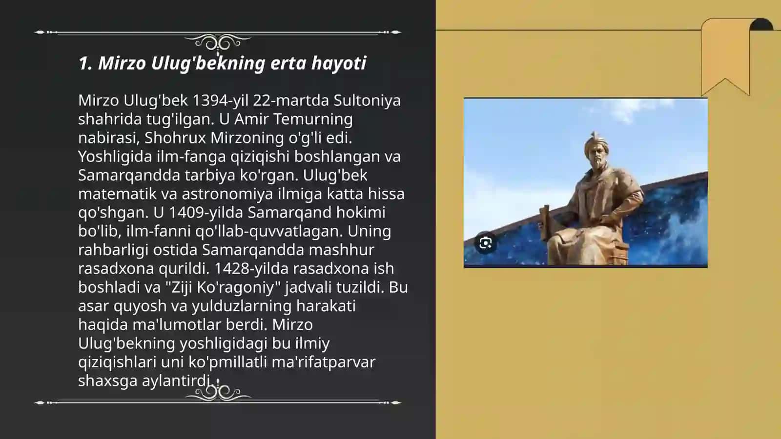Mirzo Ulug’bekning Hayoti va ijodi, faoliyati, ilmiy meroslari 3