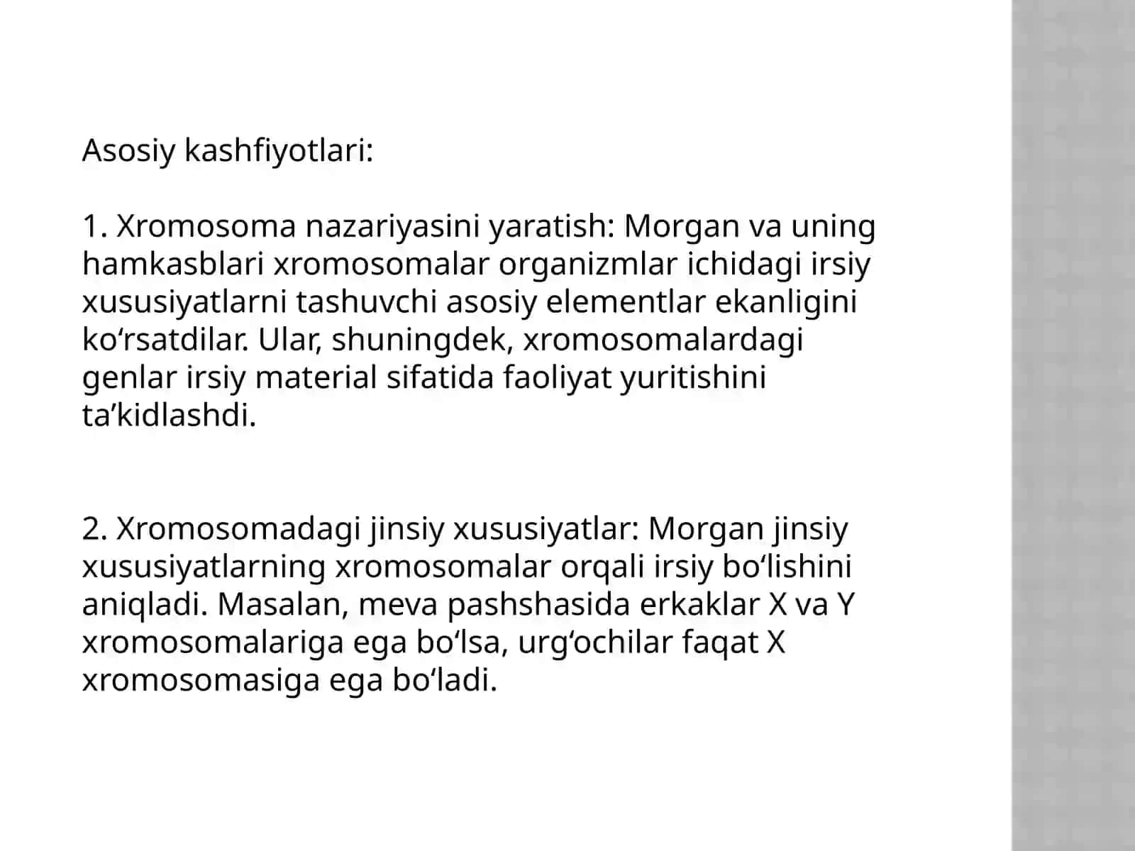 Irsiyatning xromosoma nazariyasi T.G. Morgan 3