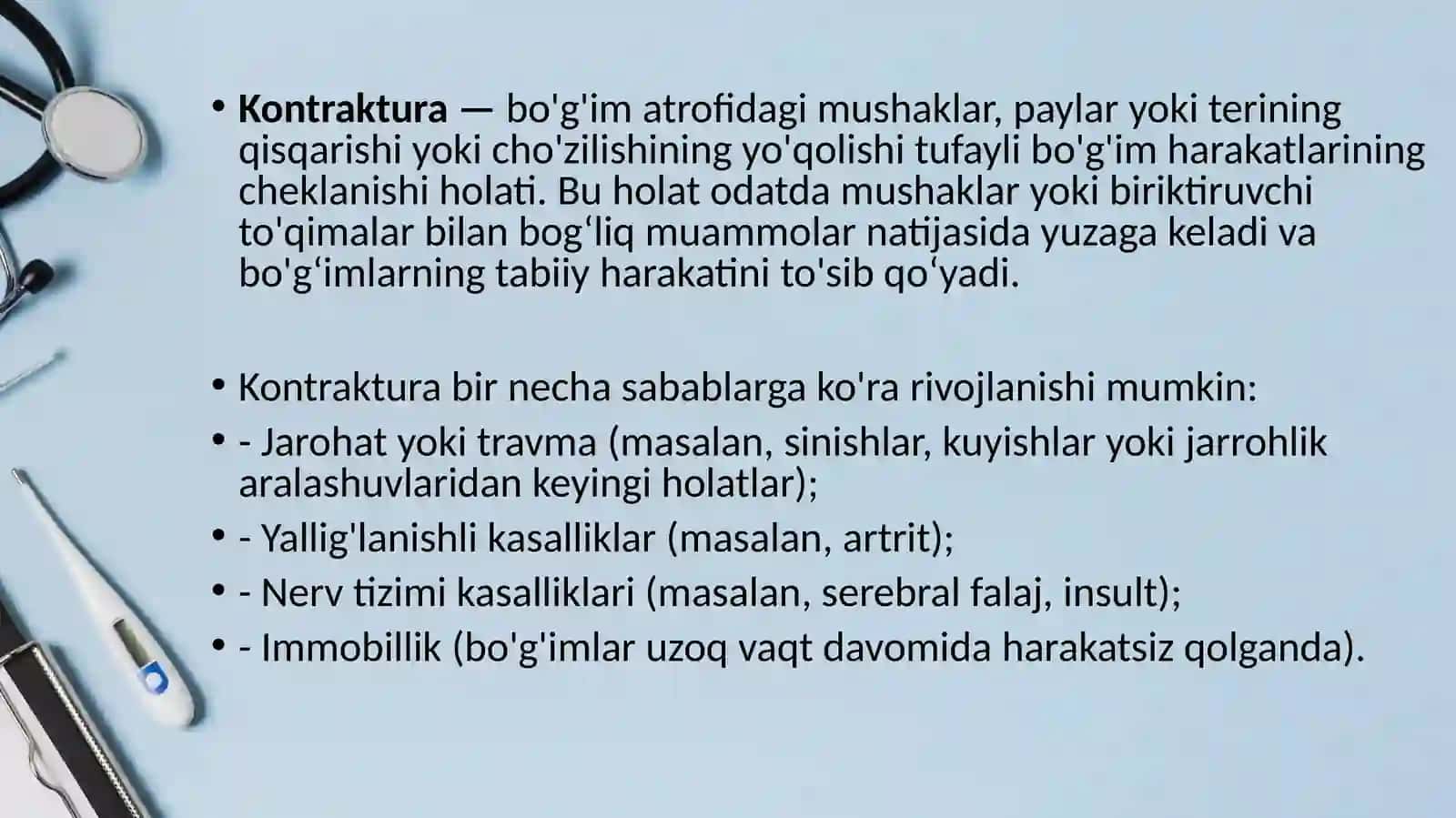BO'G'im kontrakturalari va ankilozlari 3