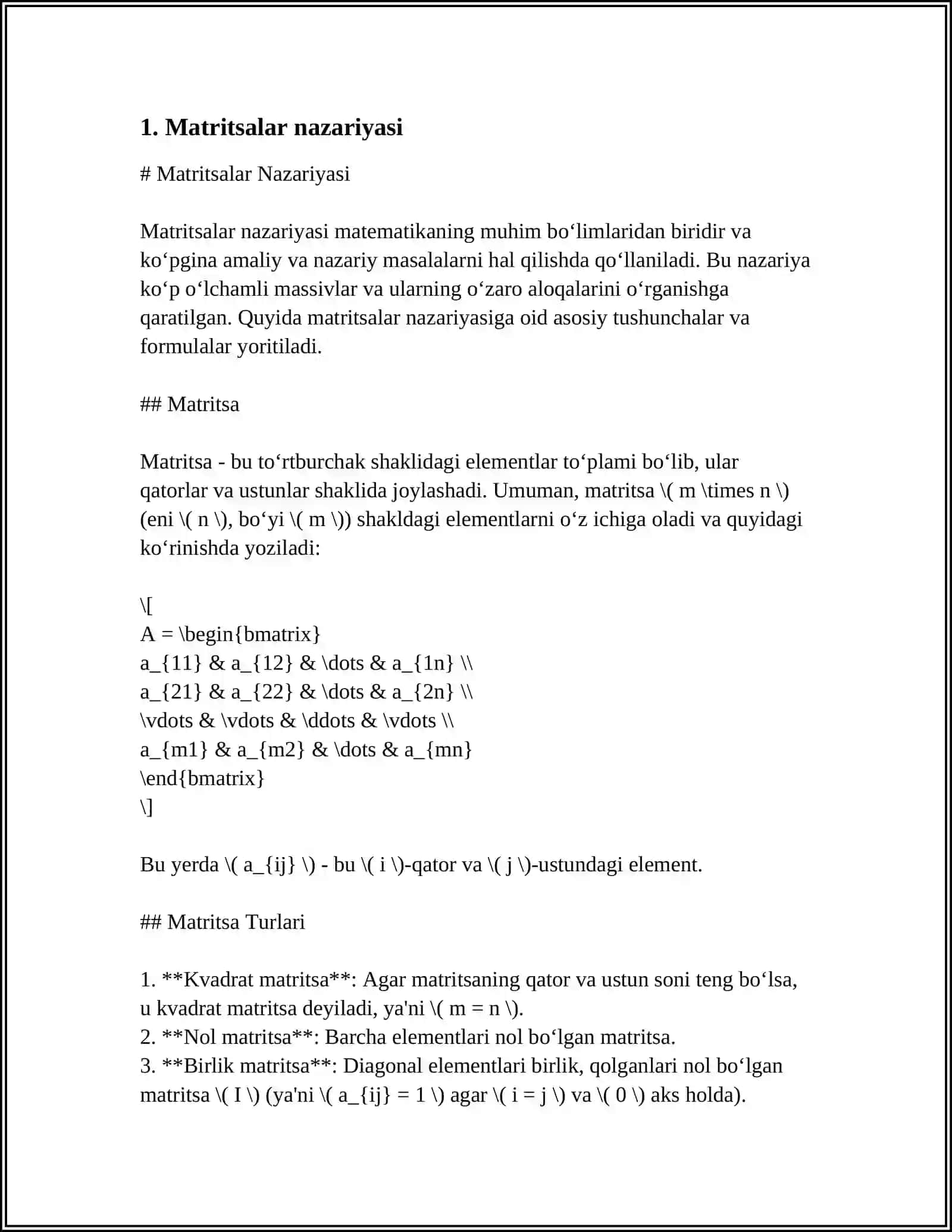 MATRITSALAR 3