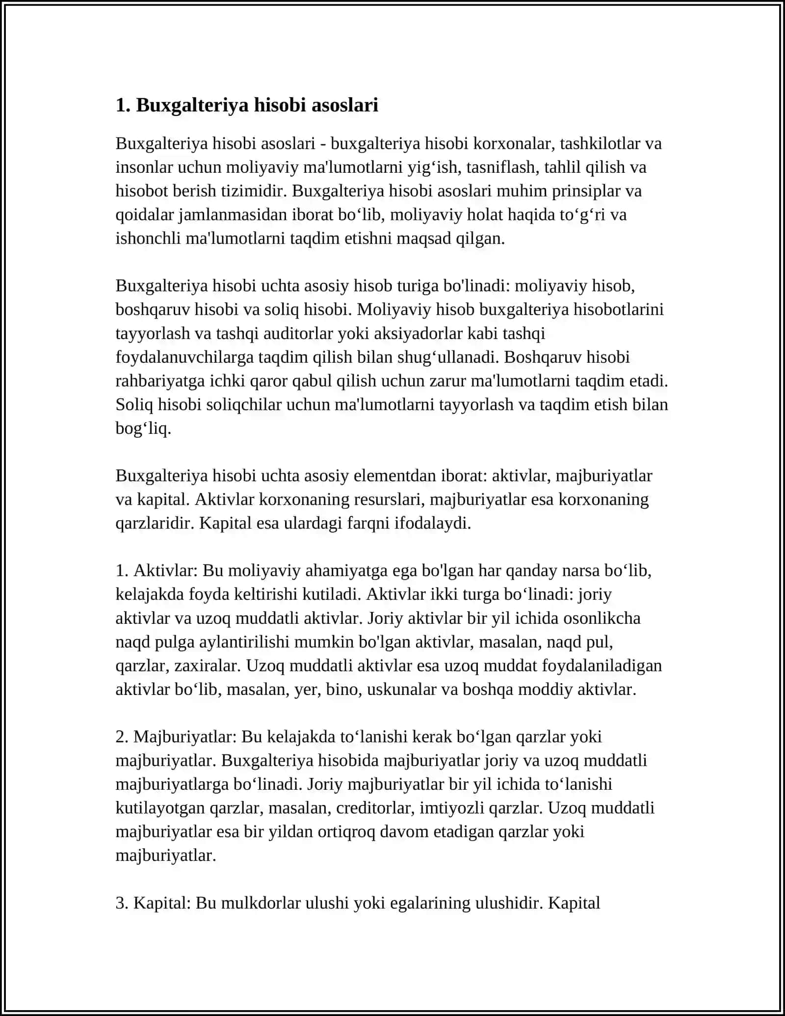 MUSTAQIL ISH Mavzu: BUXGALTERIYA XISOBI 3