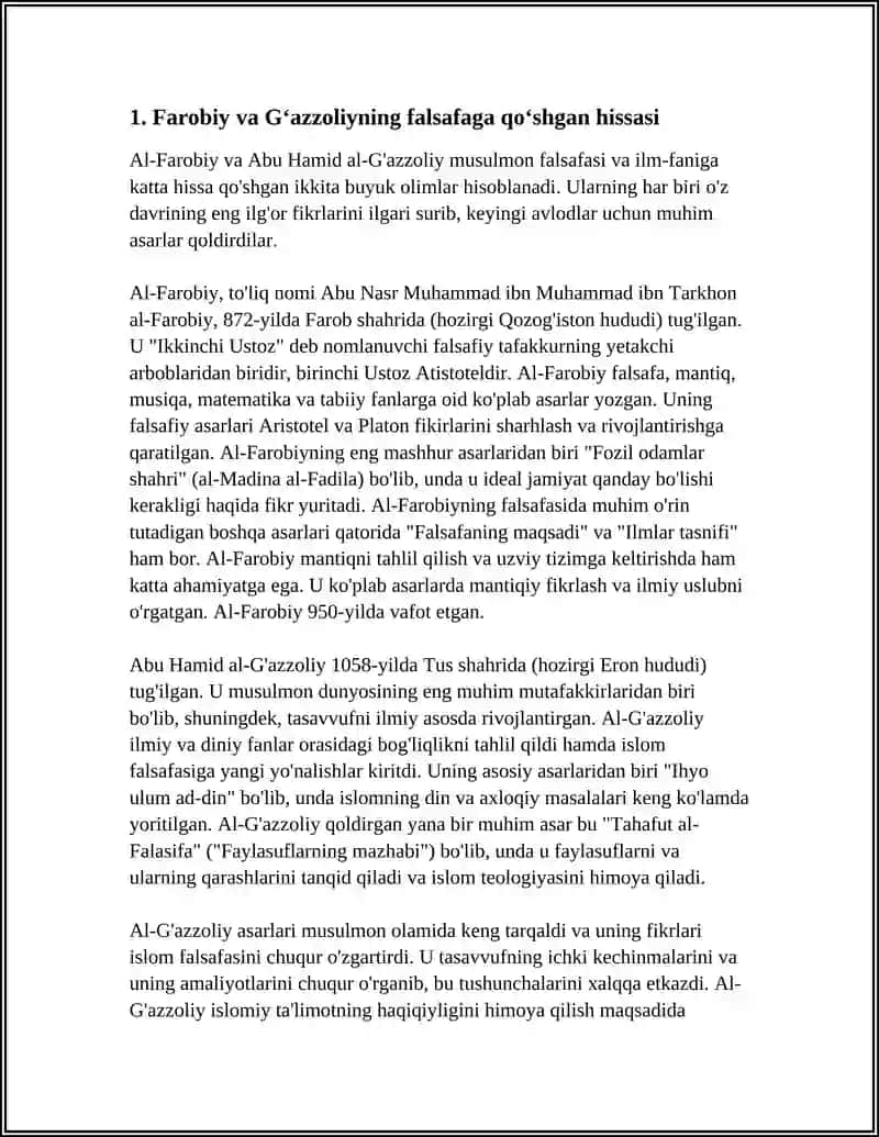 Abu Nasr Farobiy va Gazzoliyning falsafa ilmiga oid qarashlarini qiyosiy tahlil etish 3