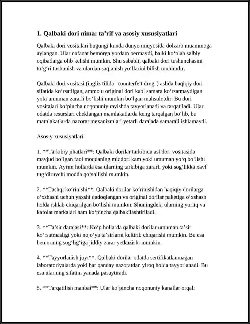 FARMATSEVTIKA BOZORIDA QALBAKI DORILAR HAQIDA TUSHUNCHA 3