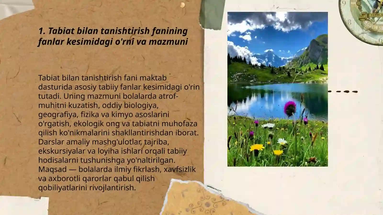 Tabiat bilan tanishtirish fanining fanlar kesimidagi o'rni va mazmuni 3