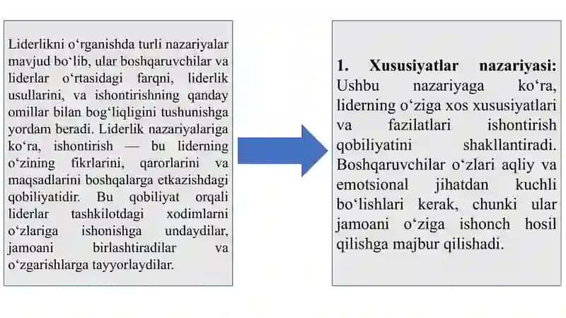 Boshqaruv sohasida liderlarda ishontirish qobilyatining namoyon bo’lishi 3