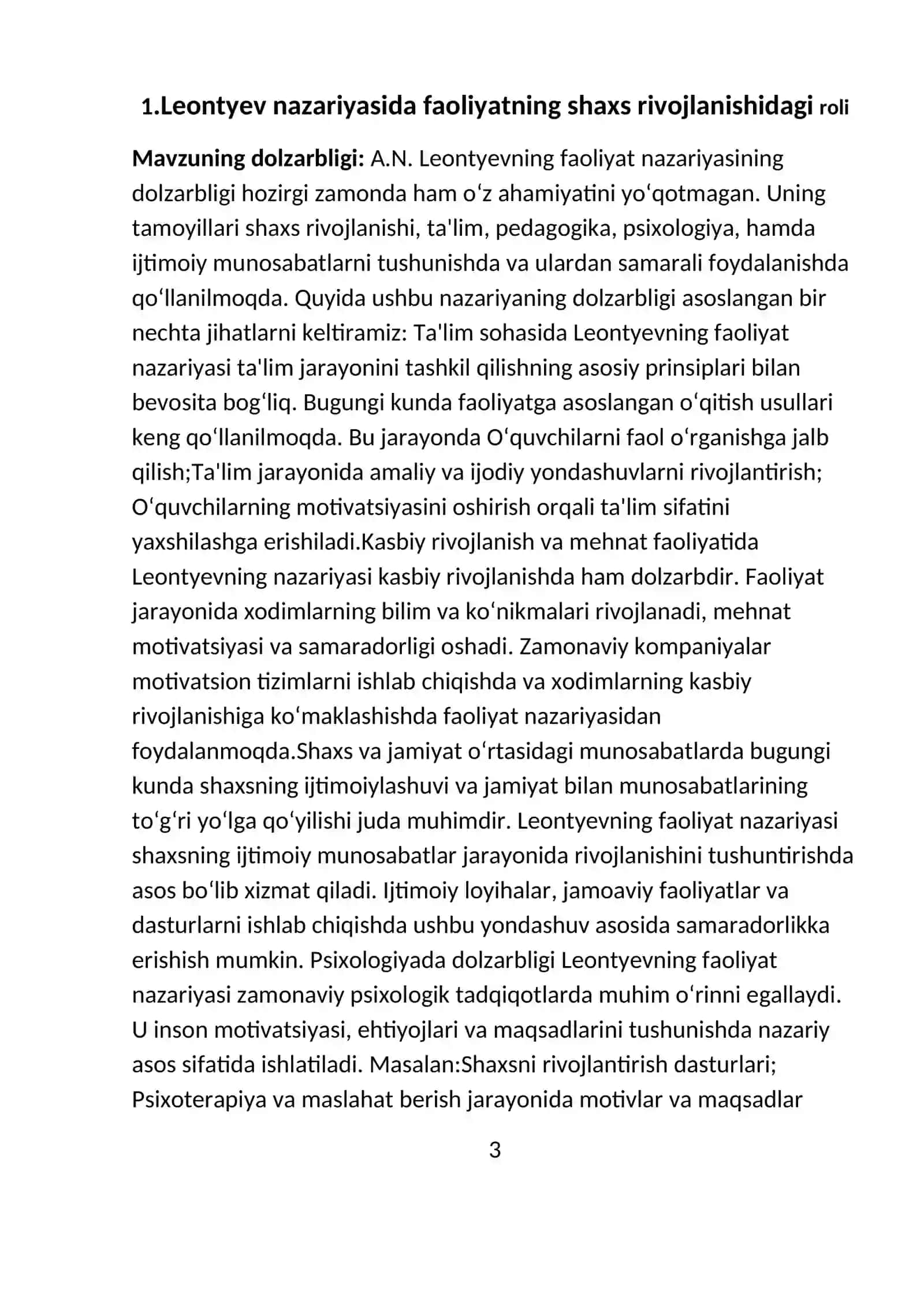 Shaxsning tuzilishi va rivojlanishi to'g'risida umumiy fikr (Leontiev) 3
