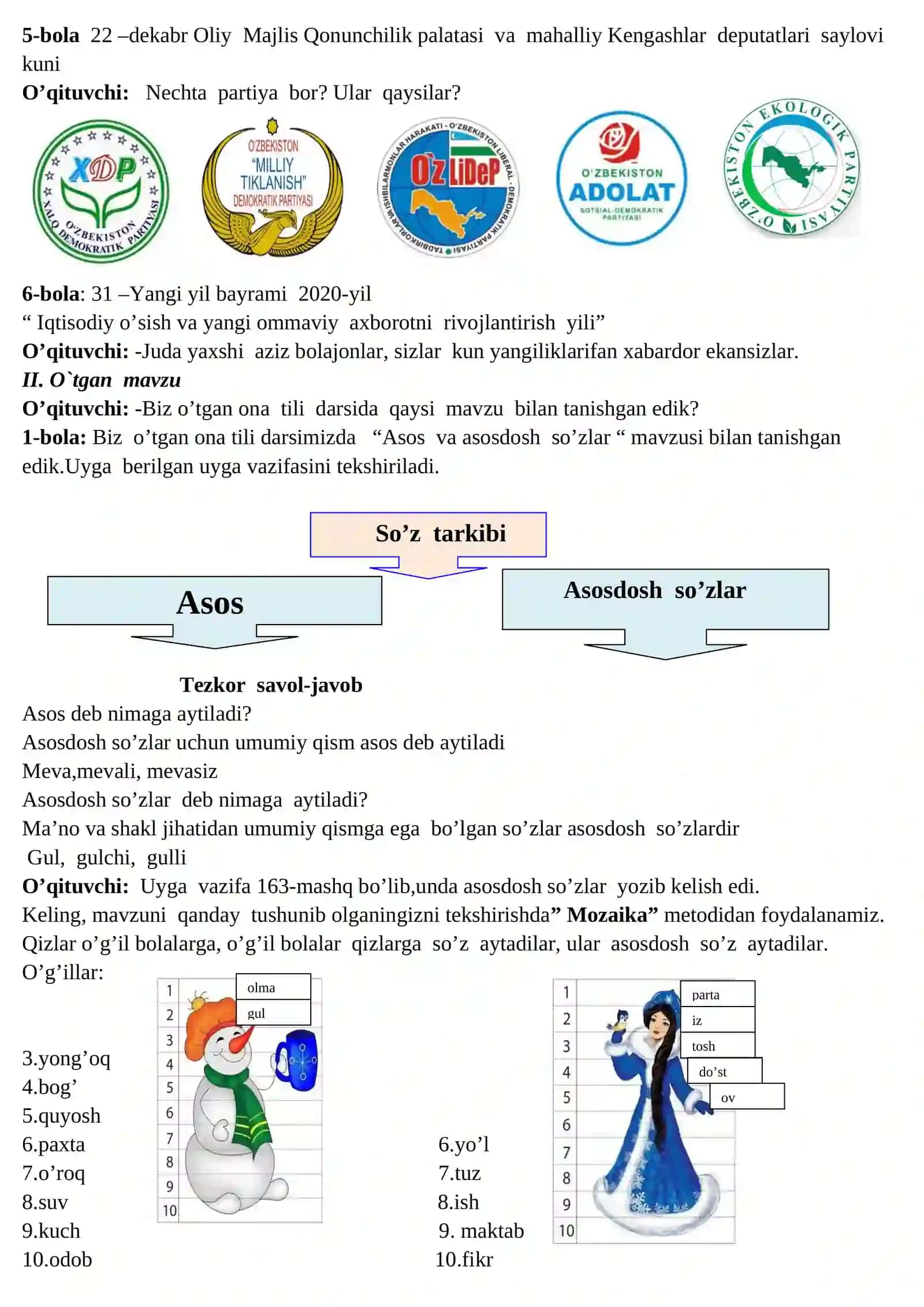 3-sinf Ona tili fanidan So'z yasovchi qo'shimchalar ochiq dars ishlanma 3