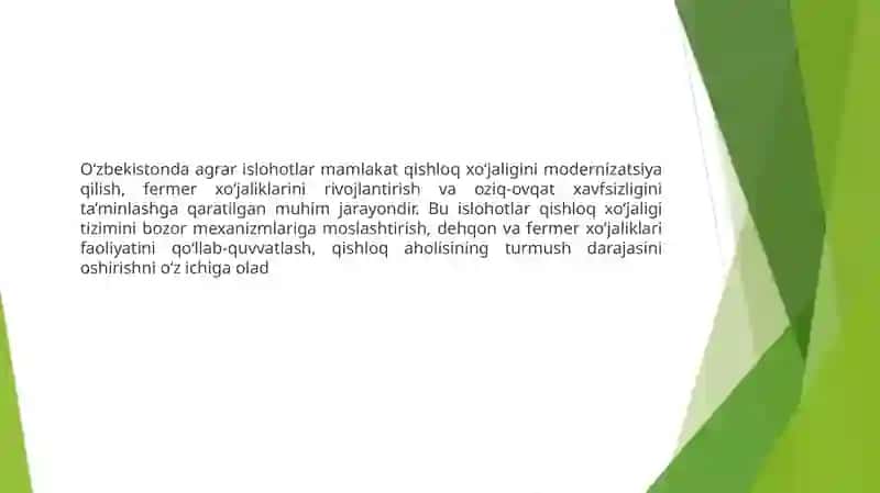 O'zbekistonda agraris islohotlarning mohiyati, bosqichlari va asosiy o'nalishlari 3
