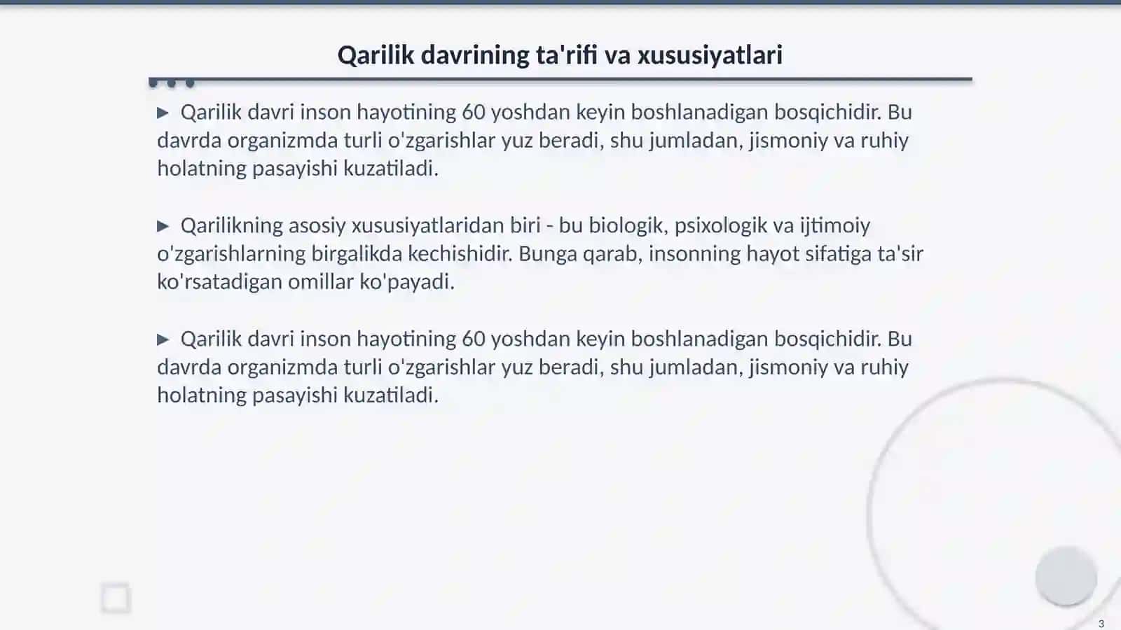 Qarilik davri yish inqirozlari haqida malumot 3