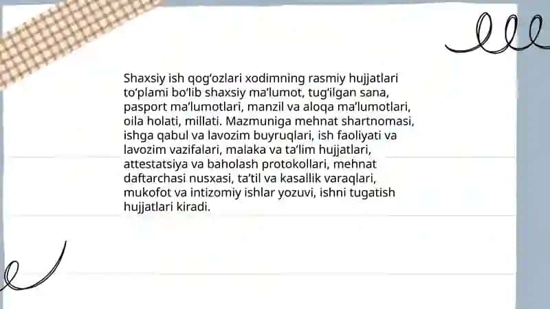Shaxsiy ish qogʻozlari 3