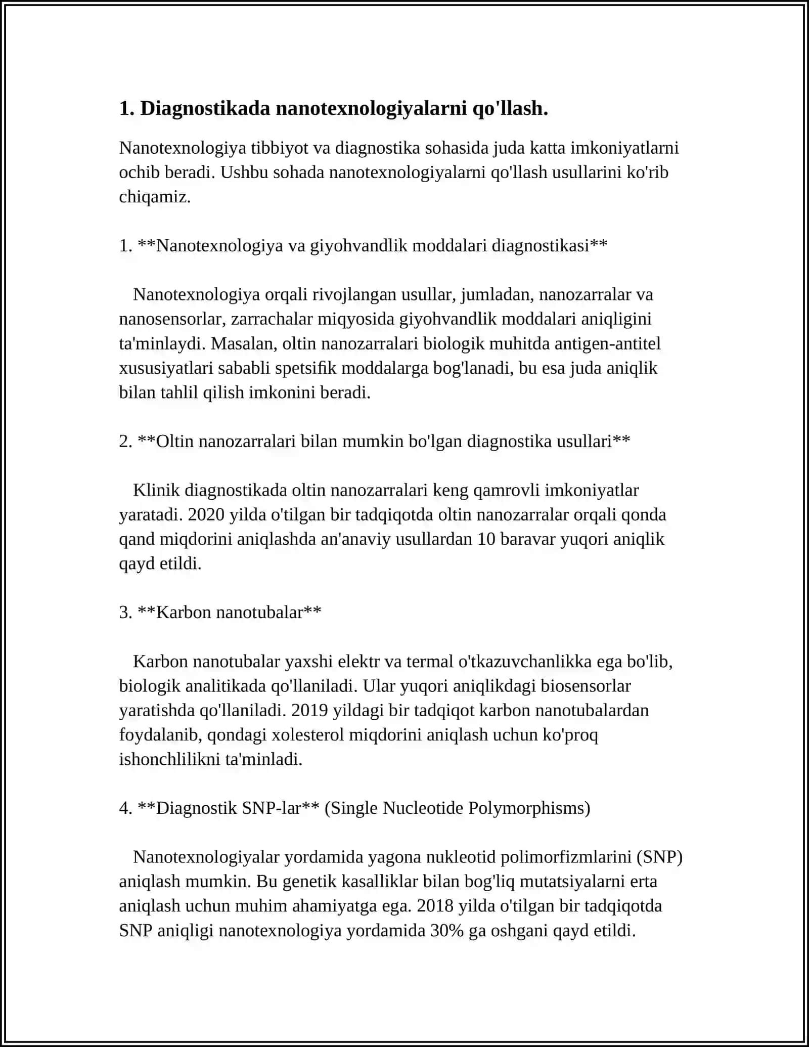 BUGUNGI KUN TIBBIYOTINING TURLI SOHALARIDA NANOTEXNOLOGIYALARDAN FOYDALANISHNING ASOSIY SABABLARI HAMDA UNING NATIJALARI 3