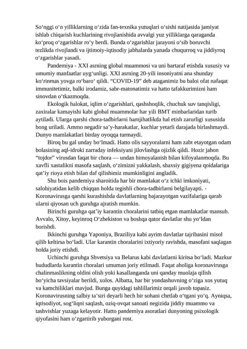 Pandemiya XXI asrning global muammosi va uning oqibatlari 3