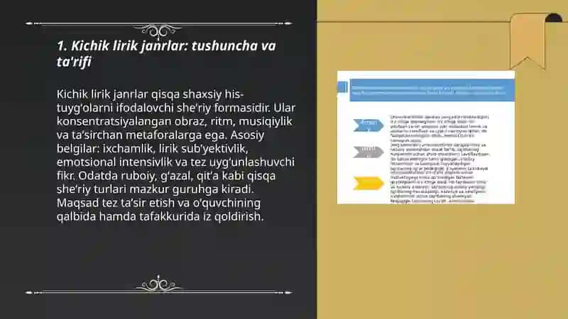 Kichik lirik janrlarni tahlil qiling 3
