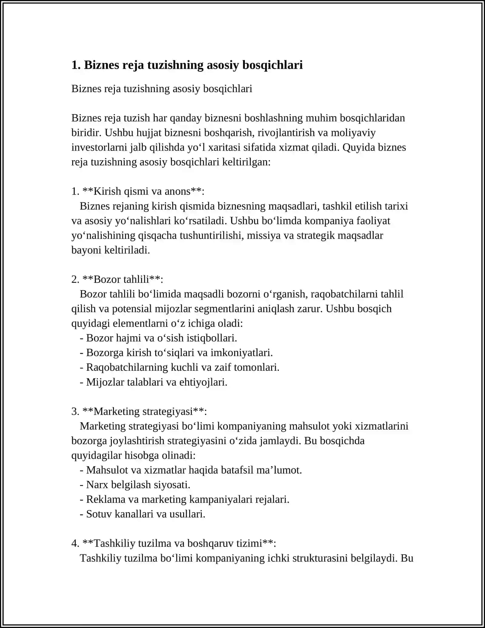 BIZNES REJA YARATISH. ENG SIFATLI GAZ MARKASI QANDAY ANIQLANADI? 3