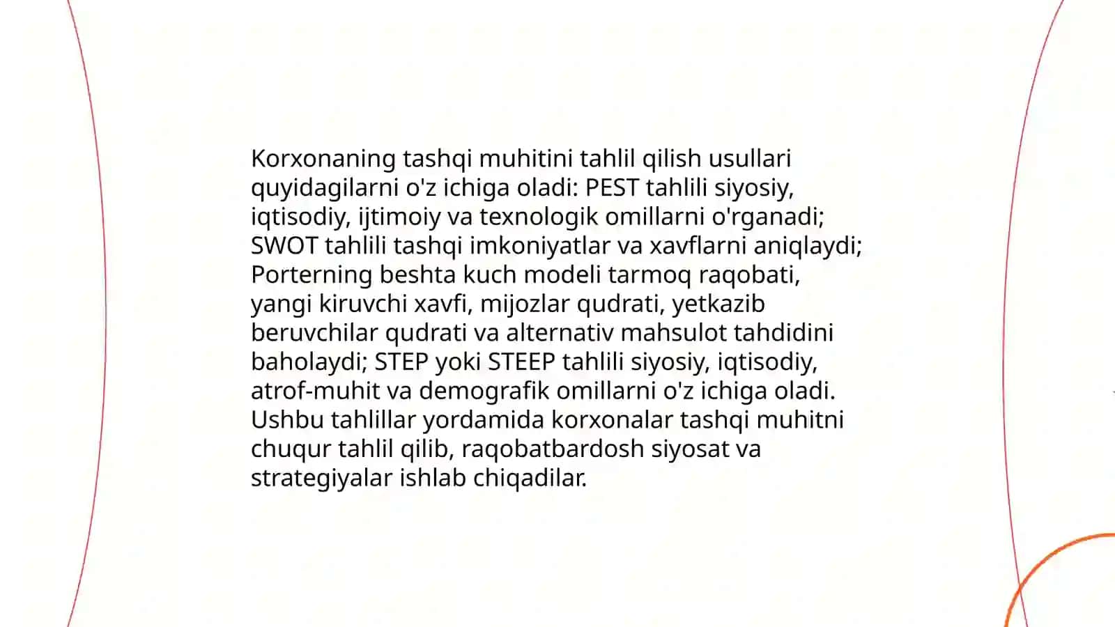 Korxonani tashqi muhlioni tahlil qilish 3