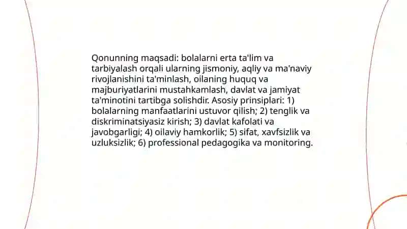 O'zbekiston Respublikasi "Maktabgacha ta'lim tarbiya to'g'risida"gi Qonuni 3