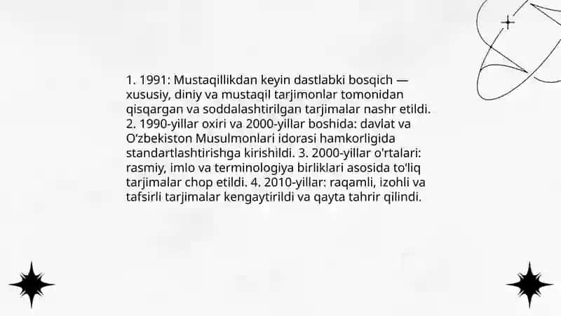 Mustaqillik yillarida Qurʼonning oʻzbek tiliga tarjima qilinishi va tafsirlari 3
