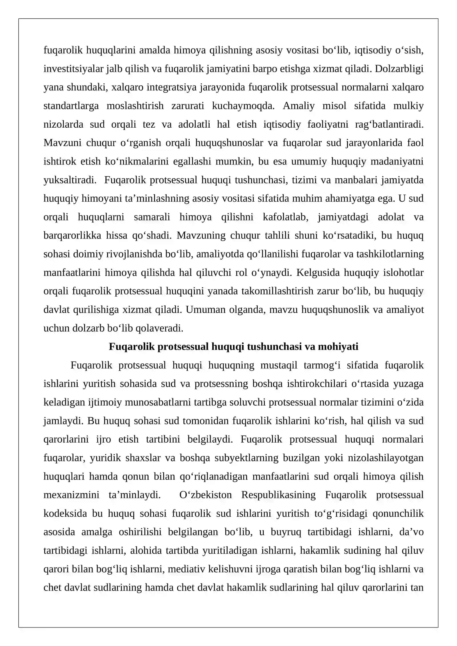 Fuqarolik protsessual huquqi tushunchasi, tizimi, manbalari 3