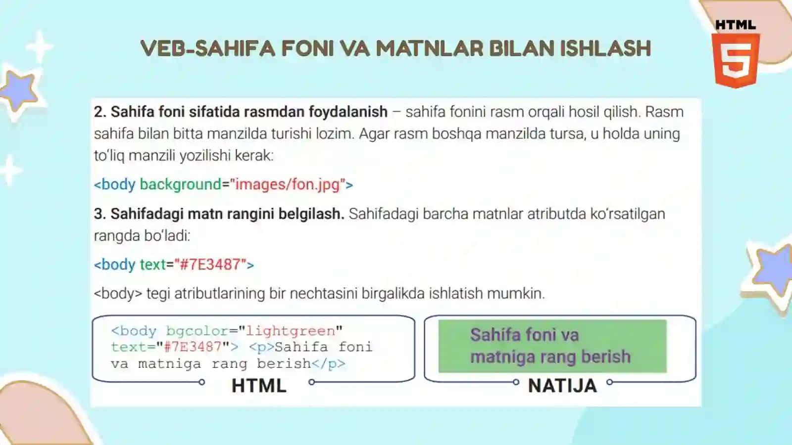 VEB-SAHIFA FONI VA MATNLAR BILAN ISHLASH 3