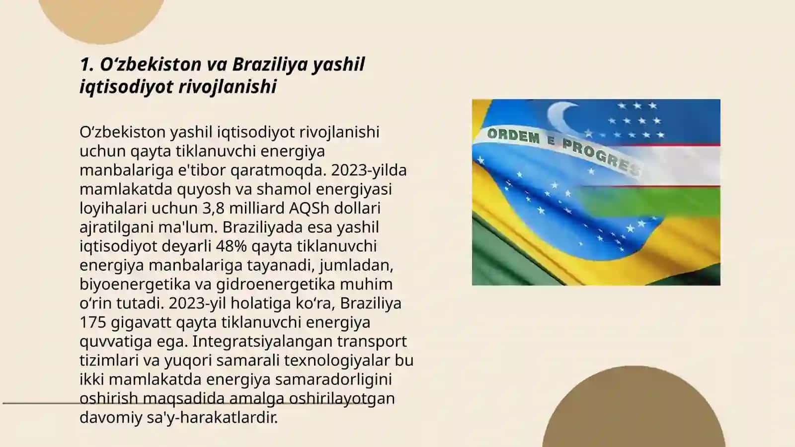 Oʻzbekiston va Braziliya yashil iqtisodiyoti taqqoslash 3