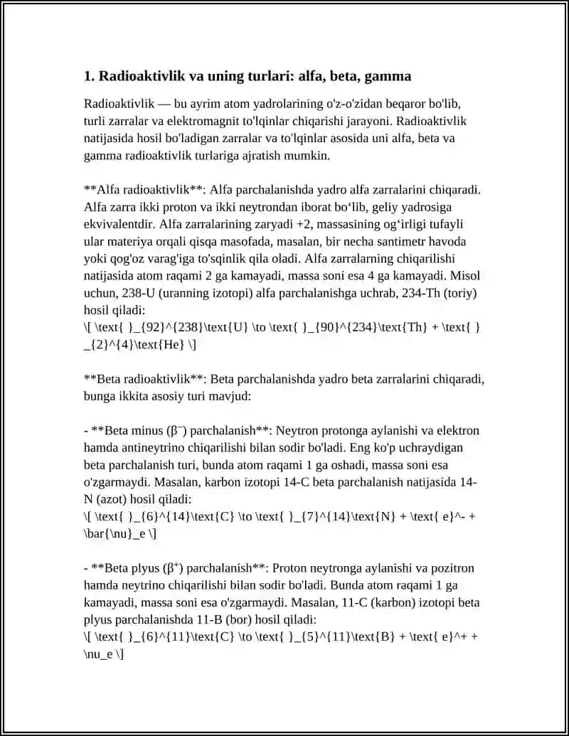 RADIOAKTIVLIK. YADRO REAKSIYASI 3