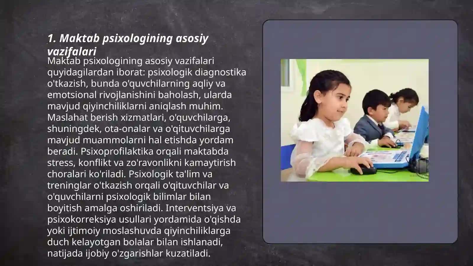 Maktab psixologining asosiy faoliyat turi 3
