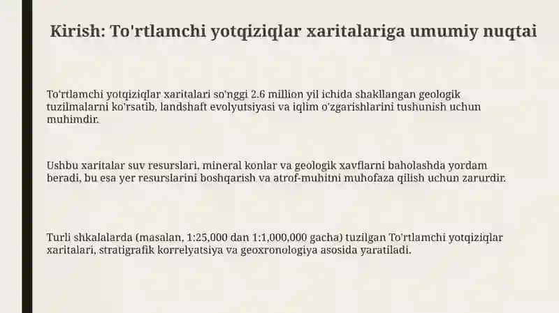 To'rtlamchi davr yotqiziqlari xaritasi bilan ishlash 3