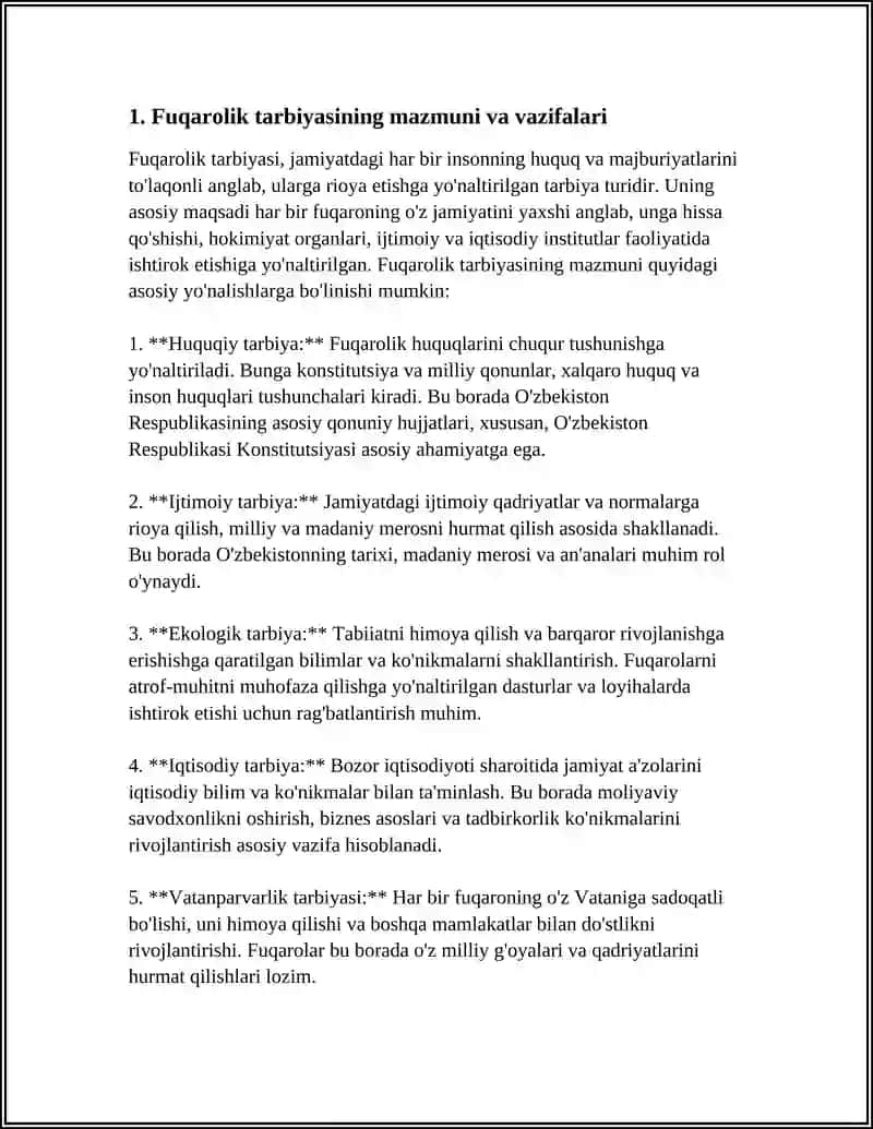 FUQAROLIK TARBIYASI. HUQUQIY TARBIYA 3