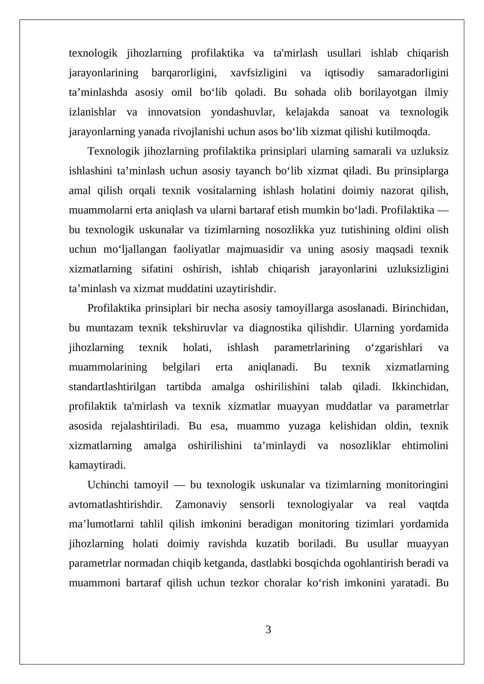 Texnalogik jihozlarning profilaktika va ta'mirlash usullari 3