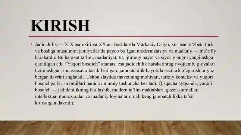 Yuqori bosqich (Jadidchilik) 3