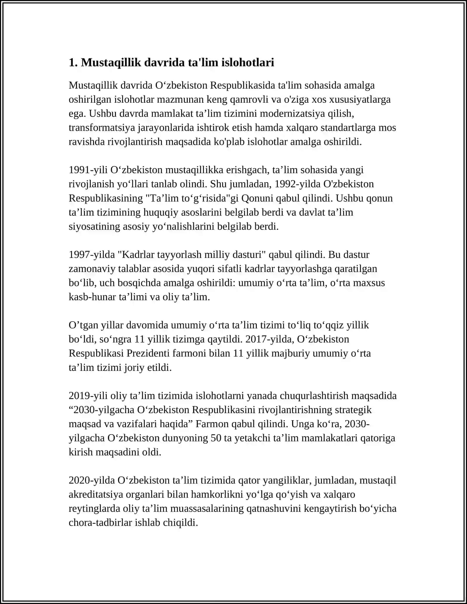 O‘ZBEKISTON MUSTAQILLIGI VA TA’LIM-TARBIYAGA YANGICHA YONDASHUV 3